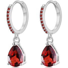 MASOP Earrings 925 Silver Hanging Women's Hoop Earrings with Pendant Zirconia Water Drop Bridal Earrings Jewellery Gifts for Weddings Birthday with Gift Box for Girlfriend Women Girls Silver/Gold,