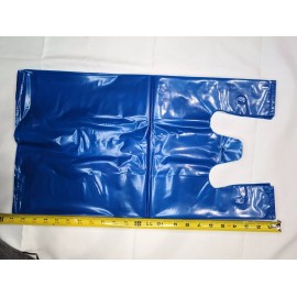 Unbranded Blue T-Shirt 50 Micron Heavy Duty  Plastic Bags 1/6 Large 22 x 7 x 12 inches