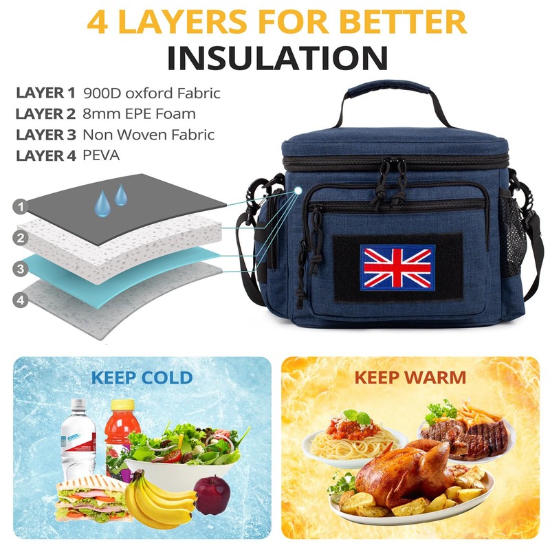 Tactical Lunch Bag for Men, Insulated Leakproof Lunch Box for