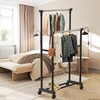 Simple Houseware Double Rod Portable Clothing Hanging Garment Rack