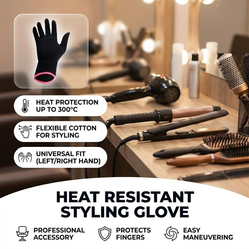Lotsdonxia Heat Resistant Hair Styling Glove - Protects Hands from