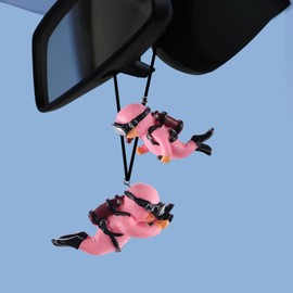 KnocKconK Cool Swinging Diver Car Hanging Ornament, Pendant Interior Rear View Mirror Accessories Car Mirror Hanging Accessories Swinging Diver Decoration, Car Decor for Teens Women Men (Pink)