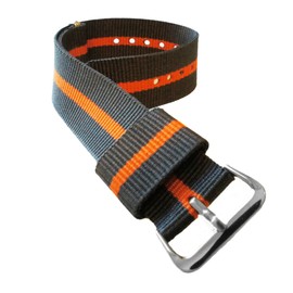 BARTON WATCH BANDS 24mm Smoke/Pumpkin Long Ballistic Nylon NATO® Style Straps