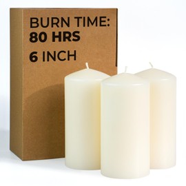 CANDWAX 3x6 Pillar Candles Set of 3 - Ivory Large Pillar Candles Long Burning Perfect for Any Occasion - Cylinder Candles Unscented Long Burning
