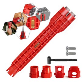 senylanhxy 14-in-1 Multi-Function Basin Wrench with Integrated Level, 4 Interchangeable Heads, T-Handle for Faucet & Sink Plumbing Repair