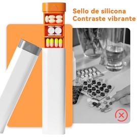 Organizador de Pastillero Semanal, Caja de Pastillero de Viaje de 7 días, Portátil Organizador de Medicamentos, Desmontable 6 Compartimentos, Fibra de Grano a Prueba de Humedad BPA Free Resistente