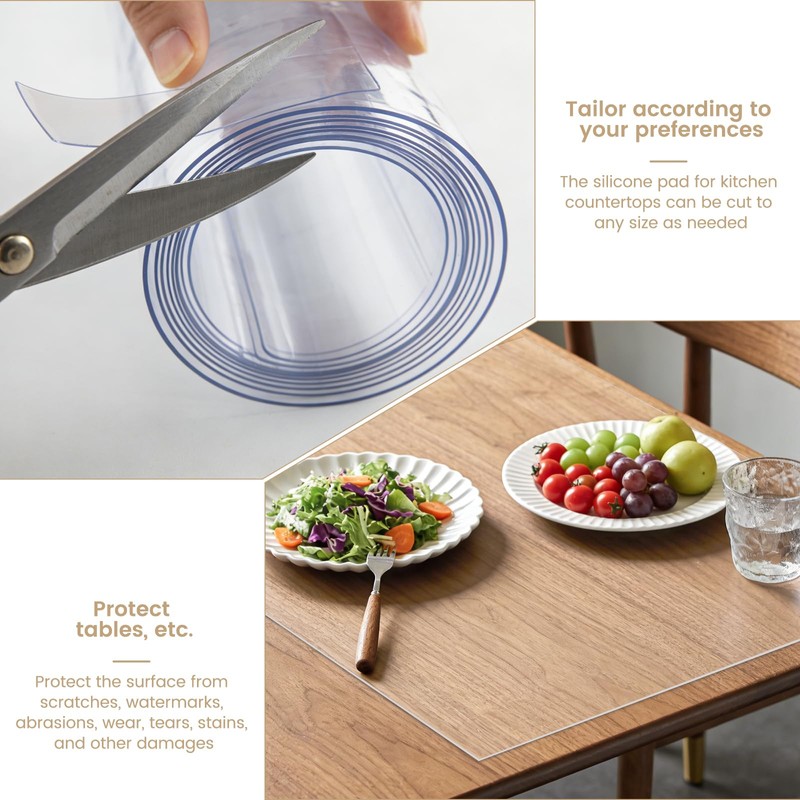 Clear Silicone Countertop Protector Mat, 23.6" *15.7" Non Slip &