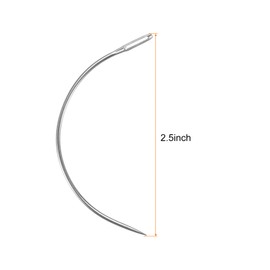 sourcing map 50Pcs Curved Needles 2.5" C Type Weaving Sewing Needles Wig Making Upholstery Big Eye for Carpet Leather Canvas Repairing Blocking Knitting