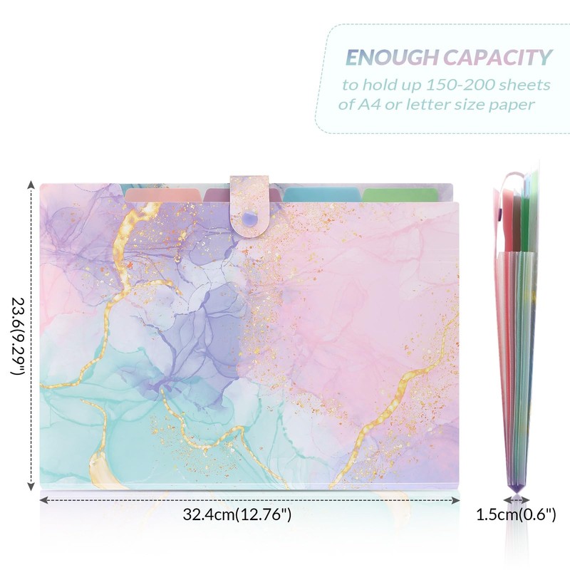 SKYDUE Document Organiser, Folders for Paperwork A4,Accordion Folder with 5