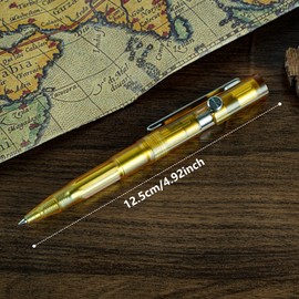 SMOOTHERPRO Bolt Action Pen, PEI Ballpoint Pen, 0.5mm Fine Point Black Ink Retractable Pen, Compatible with Parker Refills, EDC Pen for Writing, Office, Left-Handed Friendly, Amber