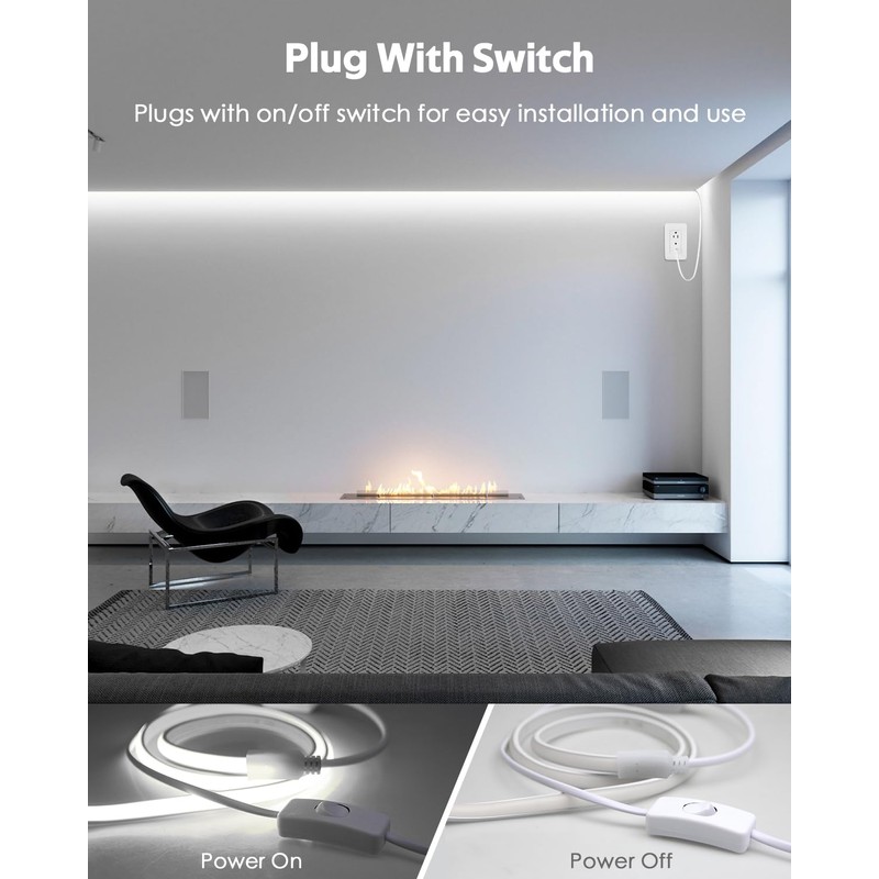 Samsion LED Strip Lights 100FT Plug in with Switch AC