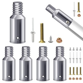 Anranmm Threaded Tip Replacement Ultra Threaded Tip Repair Kit Aluminum Extension Pole End Adapter Metal Handle Tips for 1 Inch Wood Metal Pole Stick Mop Broom Brush (6 Pack)