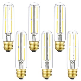 T10 Led Bulb,Dimmable 4W Led Tubular Bulbs,40 Watt Incandescent Bulb Equivalent, 4000K Daylight, Clear Glass, E26 Base Lamp Bulb, for Cabinet Display Cabinet etc,6 Pack.