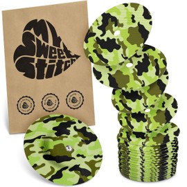 MySweetStitch MySweetStitch - 25 x Freestyle Libre 1 & 2 Pflaster Rund mit Bel??ftungsloch, Overpatch ? 65mm, wasserfest, atmungsaktiv, Made in Germany, Camouflage