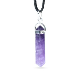 FASHIONZAADI Amethyst Healing Crystal Pendant Necklace 1-1.5” – Elegant Purple Stone Jewelry, Spiritual Gift for Men, Unique Birthday Gifts for Mom & Dad, Get-Well Gift, Amethyst Necklace for Men
