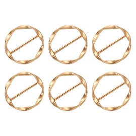 uxcell 6 Pcs T-shirt Clips, 34mm(1-5/16") Round Metal Silk Scarf Ring Clip, Clothes Knotting Buckle Ring Wrap Holder for Women Scarf, Loose T-shirt, Bright Gold