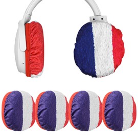 Geekria 2 Pairs Flex Fabric Headphone Covers (Product Safety Certified), Washable & Stretchable Sanitary Protectors, Compatible with Over-Ear Headsets, Sweat-Resistant (M/French Flag)