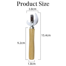 Safe Manual Metal Can Opener Side Cut Tin Lid Remover Steel Professional Ergonomic Can Opener with Wood Handle Kitchen Tools