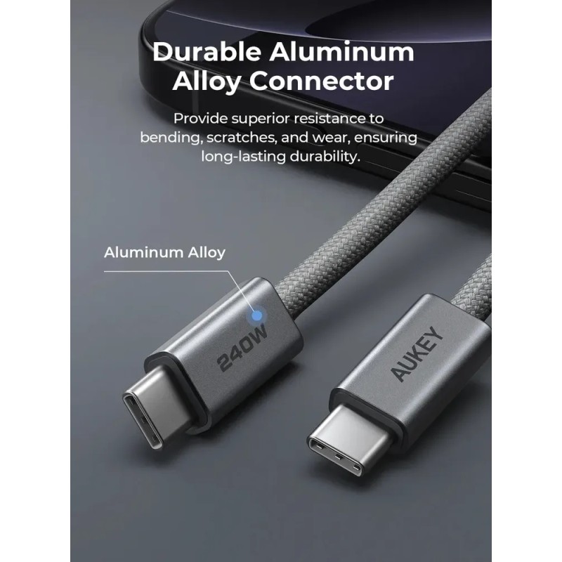 Cable Carga Rápida Aukey Tipo C A C Aluminio 240w