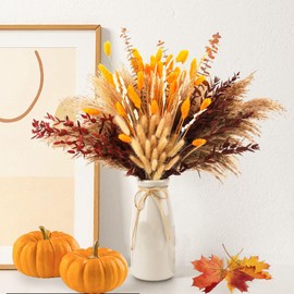 Fall Decor Dried Pampas Grass Decor for Home 101Pcs Fluffy Dried Flowers Bouquet for Autumn Decorations Thanksgiving Table Centerpieces Boho Home Rustic Farmhouse Decor