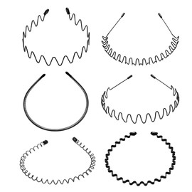 Haarreif für Herren, 6 Stück, für Damen, Sport-Kopfband, Frisur, Make-up, Reifen, Kinder, Jungen, breites Haarband, Haarband, gewellt, Stretch, für Make-up