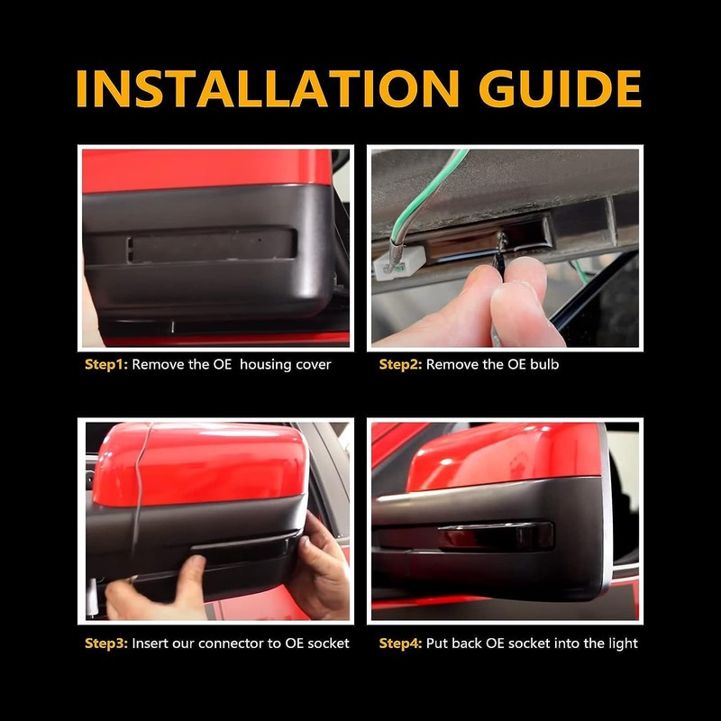 GTINTHEBOX Amber Lens Amber Led Side Mirror Marker Turn Signal
