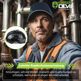 GREEN DEVIL Matrix Lite Head Protection Bump Cap Universal Safety Bump Cap Insert Hard Shell ABS Hard Shell Breathable Lightweight Anti-shock Fits in Any Baseball Hat or Hard Hat (Black, Pack of 2)