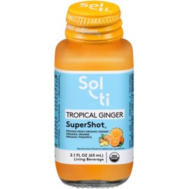 Organic TROPICAL GINGER SuperShot Drink, Aids in Collagen Production and Promotes Skin Elasticity, SuperFood by Sol-ti, Cold-Pressed Fruit Juice Blend, 12 Pack (2.1 Fl oz)