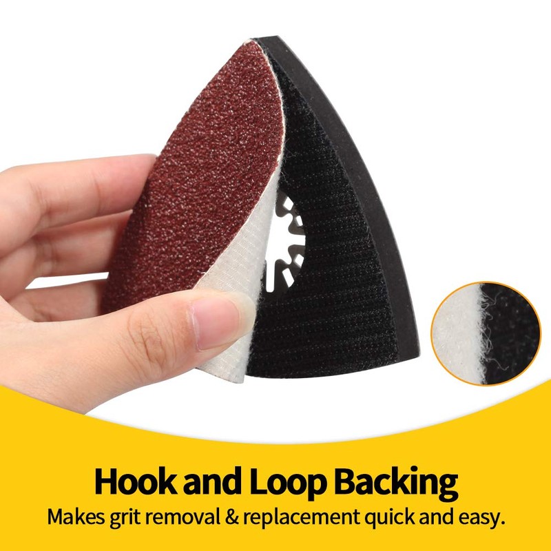 SPEEDWOX 61 Pcs 80mm Triangular Velcro Sanding Discs Stainless Steel