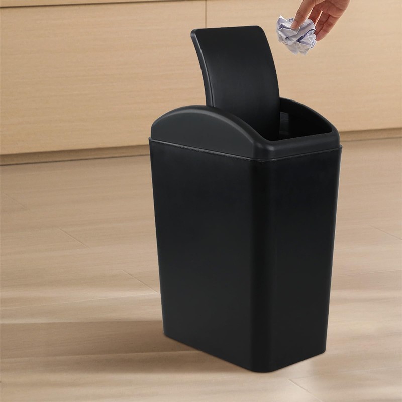 Afromy 15L Plastic Swing Top Trash Can, Slim Garbage Can