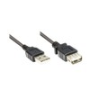 Verlängerung USB 2.0 Stecker A an Buchse A, schwarz, 0,6m,