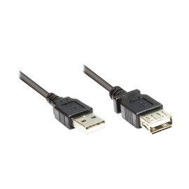 Verlängerung USB 2.0 Stecker A an Buchse A, schwarz, 0,6m, Good Connections®