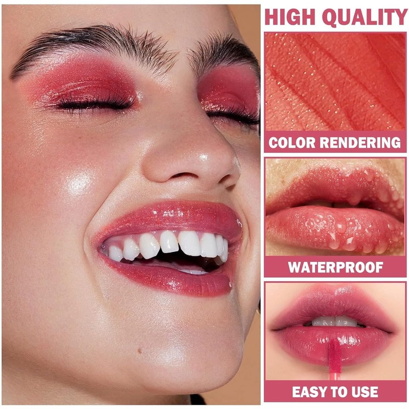 Set de 4 Brillos de Labios Hidratantes Nude, Gloss Líquido