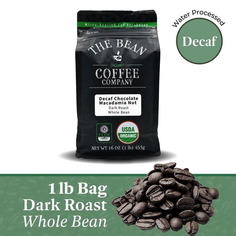 The Bean Organic Coffee Company Water Processed DECAF Chocolate Macadamia