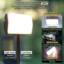 Soomloom Camping Lantern OMNI 2‑Way Flashlight 80‑900LM Rechargeable LED Campsite Main Lamp Water‑Resistant & Lightweight built‑in Li‑ion USB‑C Adjustable Brightness Outdoor Emergency Lighting (khaki)