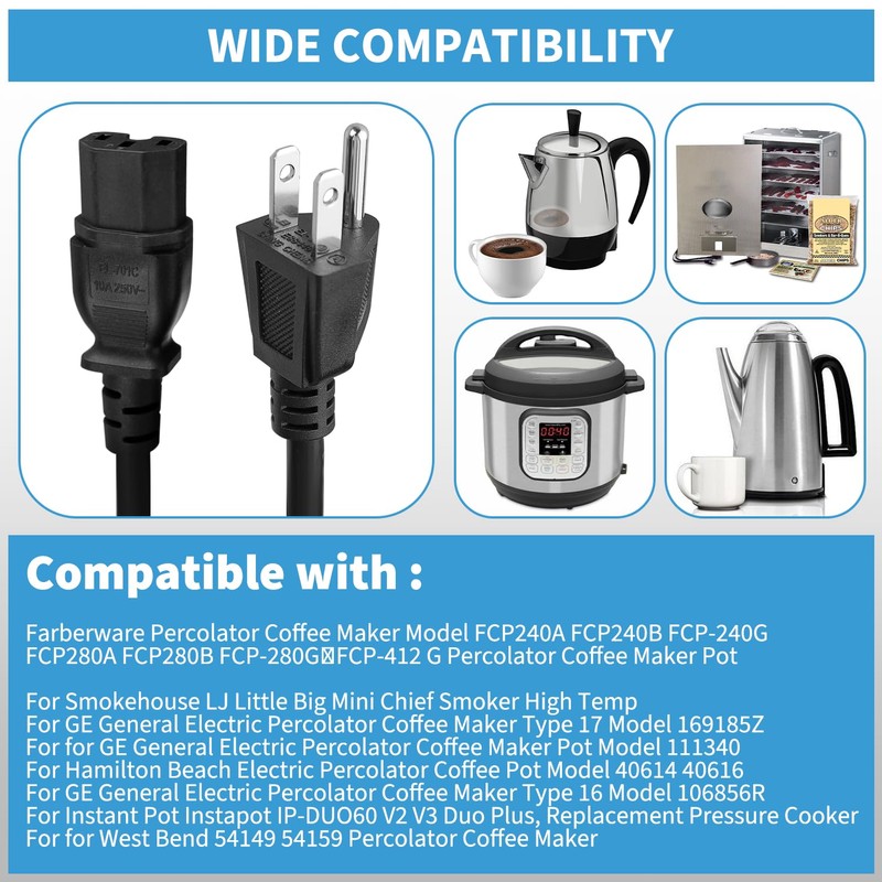 HASMX 3 Prong Power Cord 36" for Smokehouse LJ Little