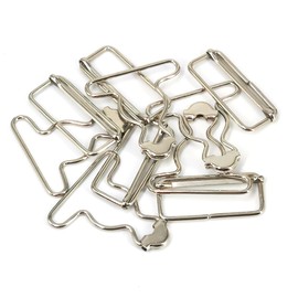 Alamic 10 Sets Suspender Overall Buckles Dungaree Fastener with Adjustable Buckle 1.5 Inch Overall Buckles for Bib Pants Accessory (Silver)