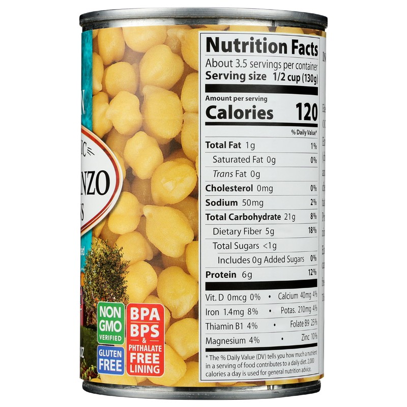 Eden Organic Garbanzo Beans, 15 oz Can, No Salt, Non-GMO,