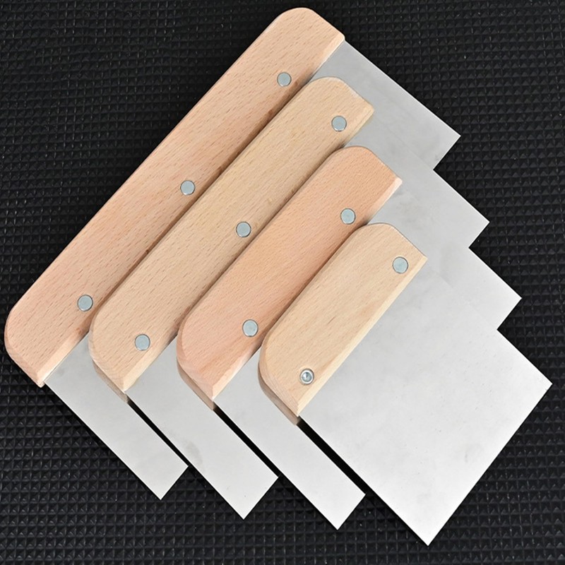 Sinyiol 4pc wooden handle stainless steel Bench dough scraper set