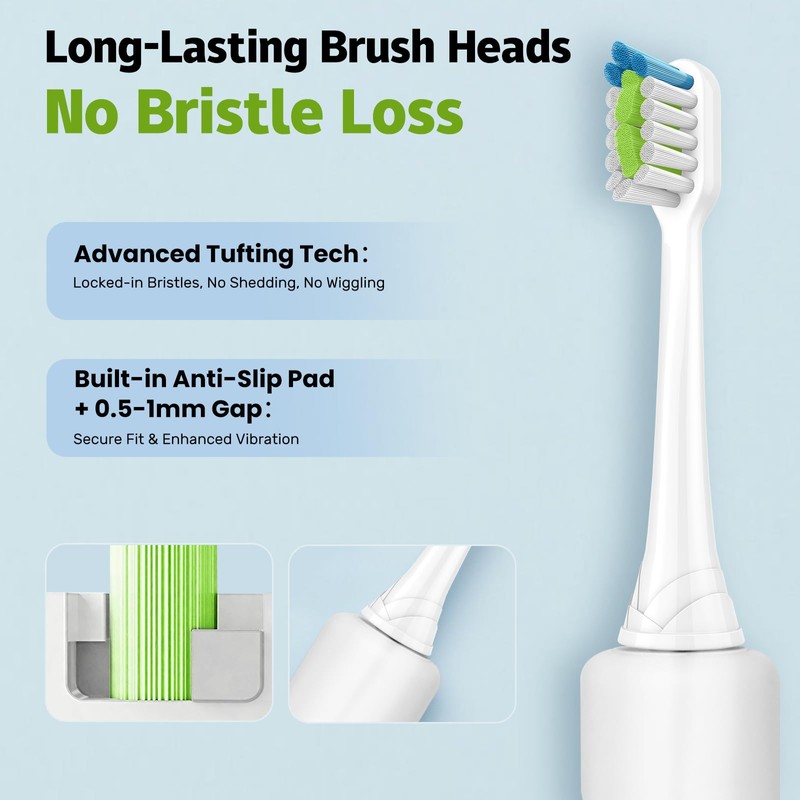 Replacement Brush Heads Compatible with Sonicare Electric Toothbrushes, Dupont Bristles