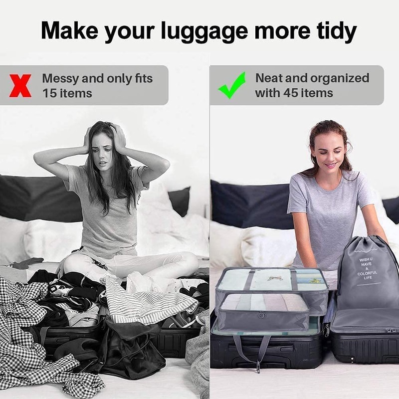 Packing Cubes, 9 Set Packing Cubes with Shoe Bag &