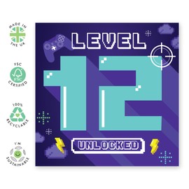CENTRAL 23 Boy Birthday Cards Gamer Age Twelve - Video Games Theme - Happy Birthday Card For Kids 12 Year Old - 12th Bday - Gifts For Brother Grandson Nephew Godson - Comes With Stickers