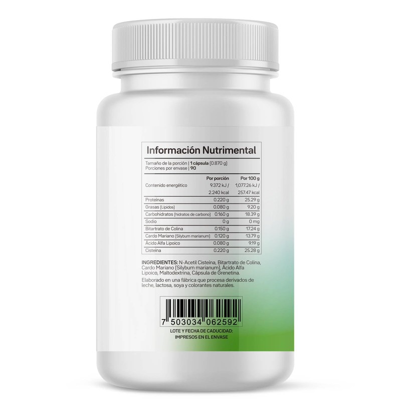 DX+PLUS 90 cápsulas de 870 mg con N-Acetil Cisteína, Bitartrato
