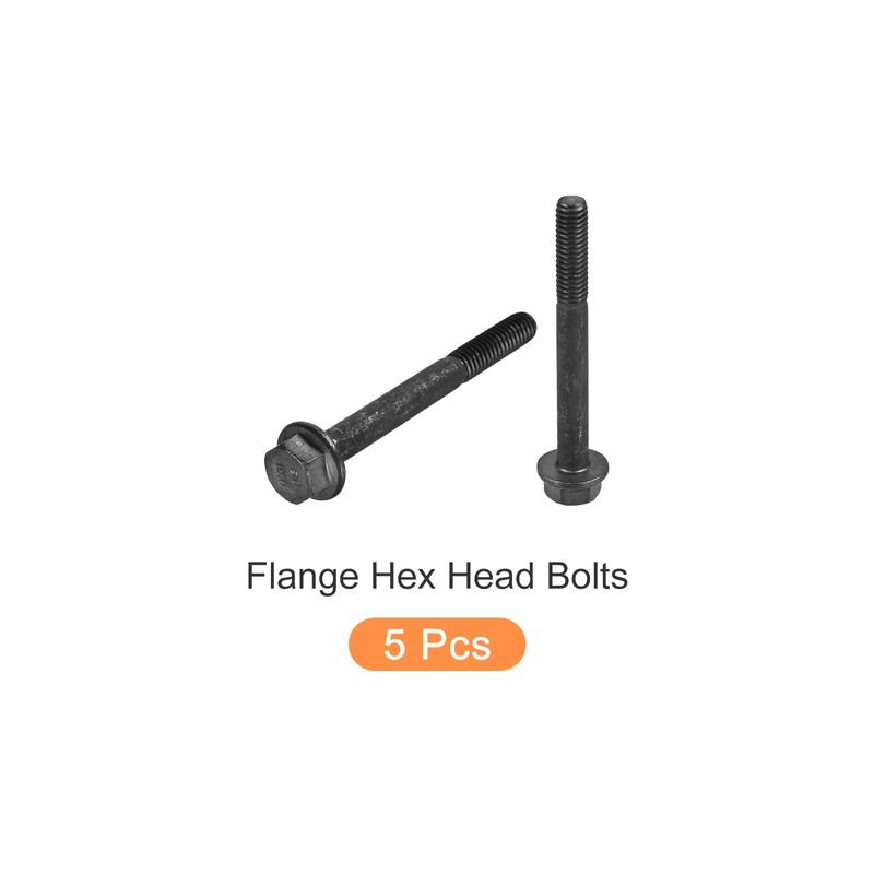 METALLIXITY Flanged Hex Head Bolts (M6x55mm) 5pcs, Hexagon Flange Bolt