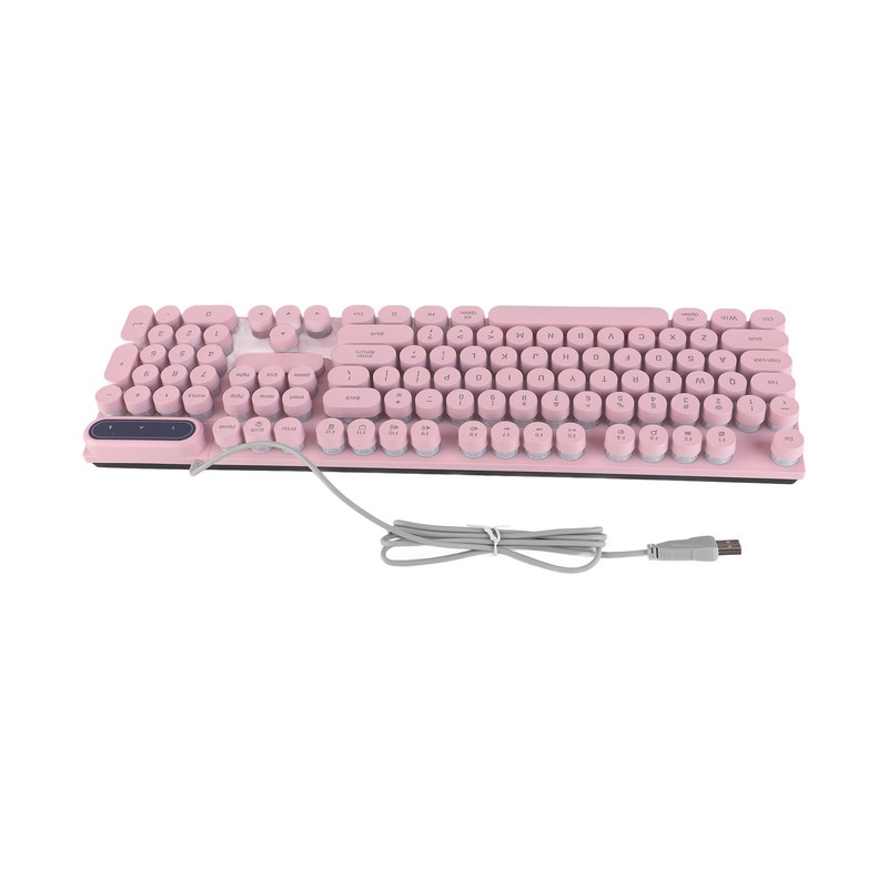 Gaming Keyboard USB Round 104 Keycaps Backlit Ergonomic Fodable Feet