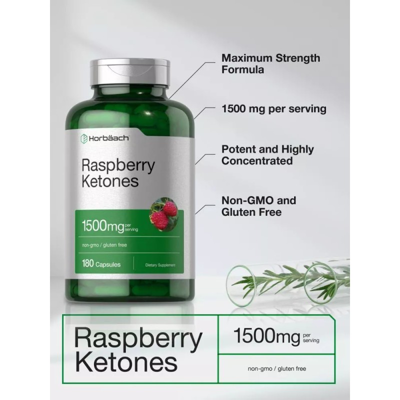 Horbäach Raspberry Ketones | 500mg | 180 Capsules | Non-GMO