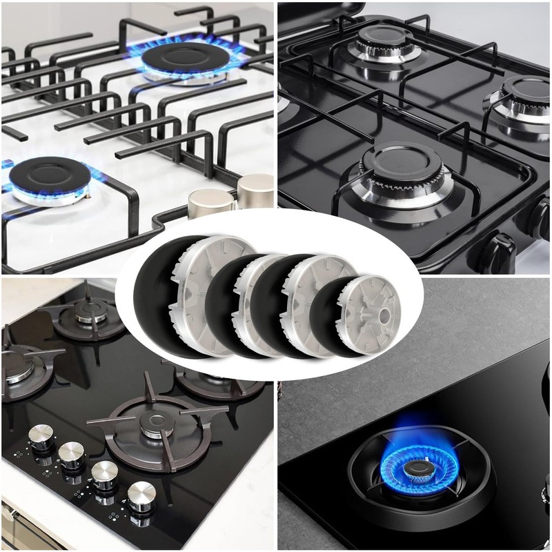 HUAREW Gas Stove Burner Caps Set, Cooker Hat Set Suitable