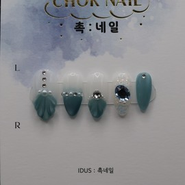 CHOK: 07 Shell Princess ❤Handmade nail tips❤ - Almond / CHOK : 07 조개공주 ❤수제네일팁❤ - 아몬드