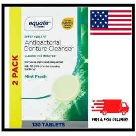 Equate Mint Fresh Antibacterial Denture Cleanser Tablets Twin Pack - 240 total