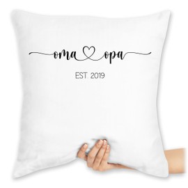 Cushion 40 x 40 cm Decorative Cushion – Grandma and Grandpa Est – Grandparents Will Be Gift – You Will Be Grandma and Grandpa Gift Idea – Pregnancy Announcement – You Will Be Grandparents – 40 x 40 cm